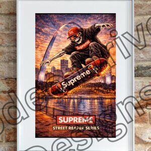 Supreme St. Louis Street Reaper Series Skate Art Poster 11x17 Urban Wall Decor